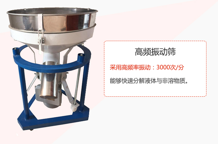 高頻振動(dòng)篩采用高頻率振動(dòng)：3000次/分 ，能夠快速分解液體與非溶物質(zhì)。