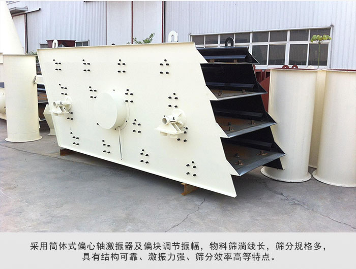 圓振動(dòng)篩 采用筒體式偏心軸激振器及偏心塊調(diào)節(jié)振幅。