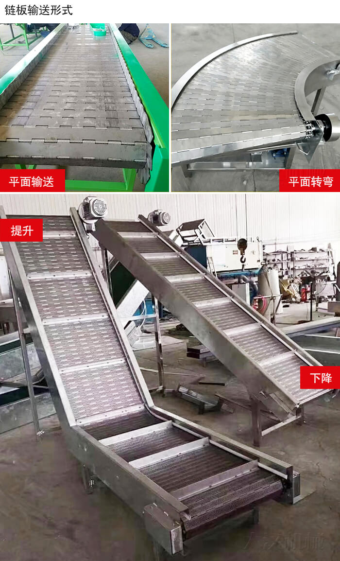 鏈板輸送機平面輸送，平面拐彎，提升等運行現(xiàn)場圖片